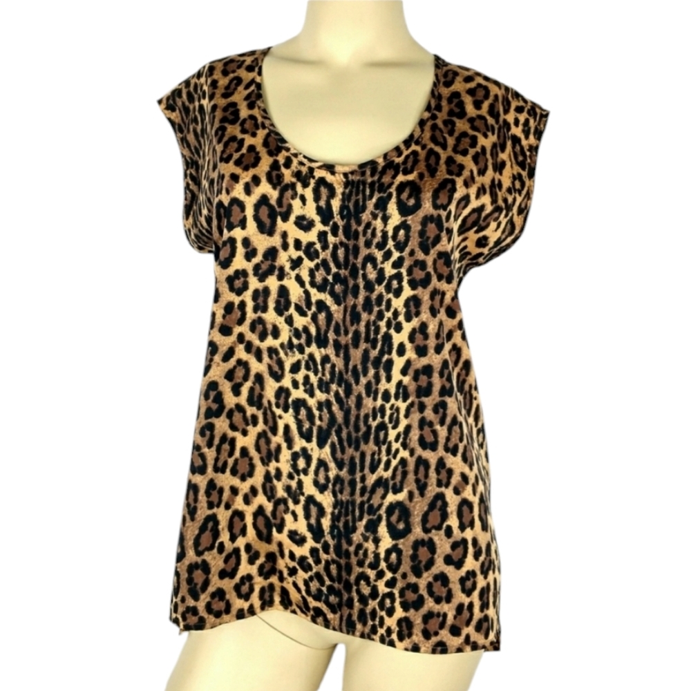 14th & UNION animal print leopard top blouse Womens XS